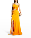 Cinq À Sept Sandra One-shoulder Cutout Gown In Clementine