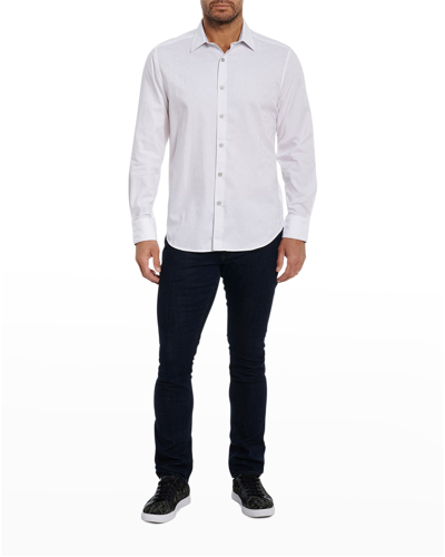 Robert Graham Diamante Basic Tonal Jacquard Sport Shirt In White