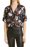 Rag & Bone Mare Floral-print Silk-blend Shirt In Black