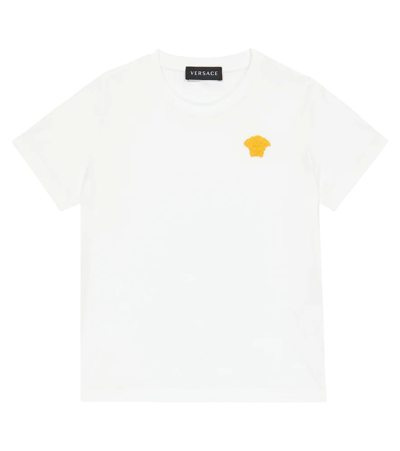 Versace Kids' Embroidered Cotton Jersey T-shirt In White