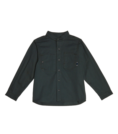 Bonpoint Kids' Teddy Denim Shirt In Vert Ardoise