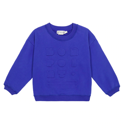 Bonpoint Kids' Embossed-logo Cotton Sweatshirt In Blue
