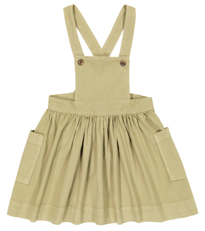 Bonpoint Kids' Amelia Denim Pinafore Dress In Lichen