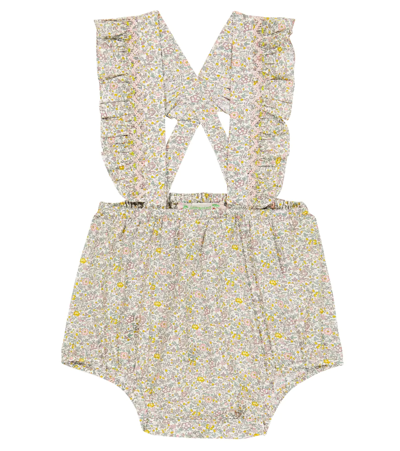 Bonpoint Baby Akissi Floral Cotton Playsuit In Fleurs Ecru