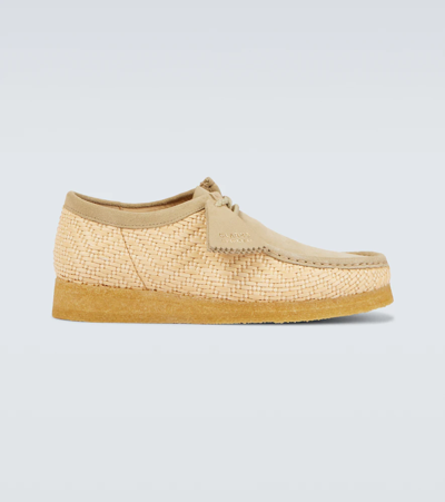 Clarks Originals Wallabee Raffia And Suede Boots In Neutrals