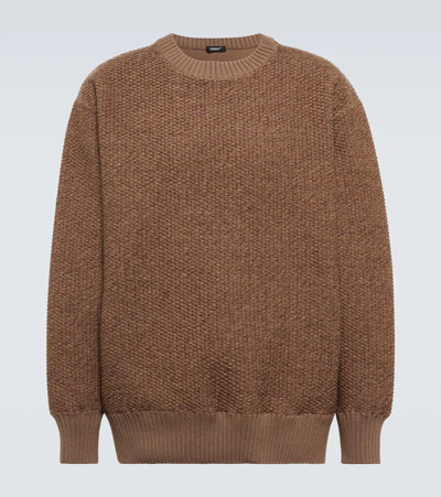 Undercover Honeycomb-knit Crew Neck Jumper In Brown