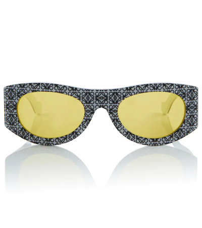 Loewe Nature Oval Sunglasses In White/black / Roviex