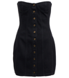 Saint Laurent Strapless Sweetheart-neck Denim Mini Dress In Worn Black