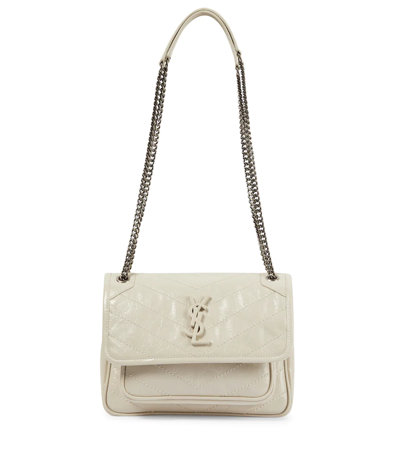 Saint Laurent Niki Baby Leather Shoulder Bag In Crema Soft