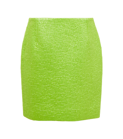 Dries Van Noten High-rise Jacquard Miniskirt In Green