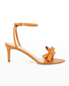 Prota Fiori Lavanda Leather Bow Ankle-strap Sandals In Orange
