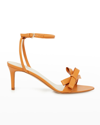 PROTA FIORI LAVANDA LEATHER BOW ANKLE-STRAP SANDALS