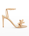 Prota Fiori Flora Leather Bow Ankle-strap Sandals In Nude