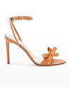 Prota Fiori Flora Leather Bow Ankle-strap Sandals In Orange