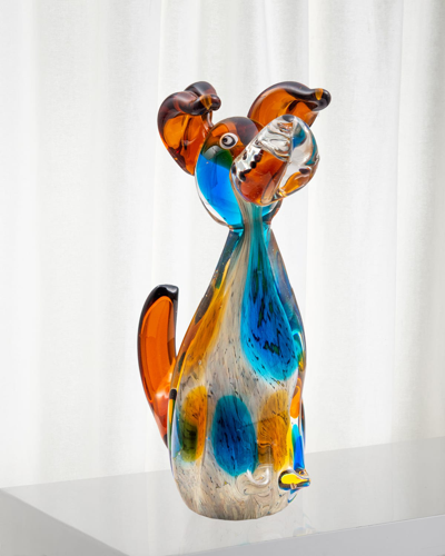 Dale Tiffany Maximo Art Glass Dog Sculpture - 5.5" X 3.5" X 7.75"