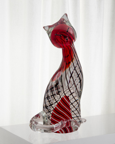 Dale Tiffany Solvay Art Glass Cat Sculpture - 4" X 3.5" X 8.75"