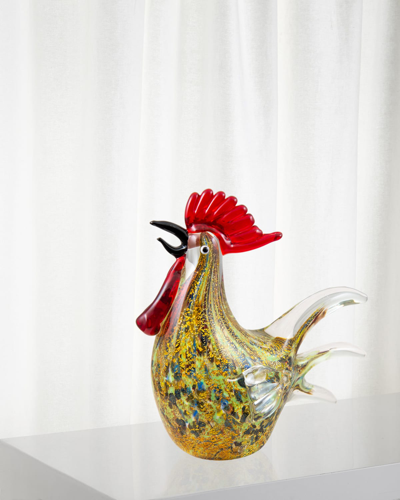 Dale Tiffany Norco Art Glass Rooster Sculpture - 7" X 4" X 7.75"