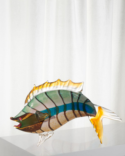 Dale Tiffany Lake Fish Art Glass Figurine - 18.5" X 5" X 11.75"