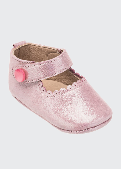 Elephantito Kids' Girl's Scalloped Leather Mary Jane, Baby In Carnation