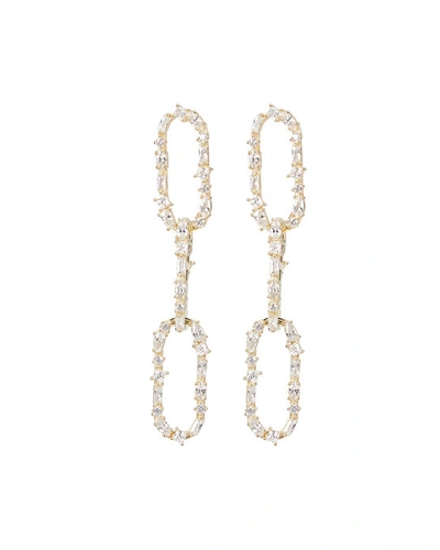 Nickho Rey Queen Link Crystal Drop Earrings In Gold