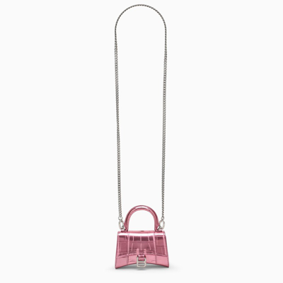 Balenciaga Metallic Pink Hourglass Mini Cross-body Bag