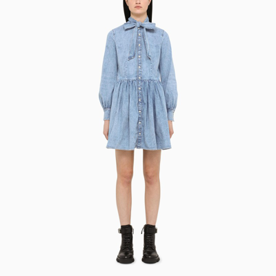Dsquared2 Light Blue Pussy-bow Long-sleeved Dress