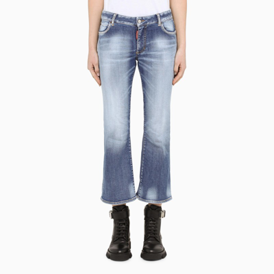 Dsquared2 Blue Bell Bottom Crop Jeans