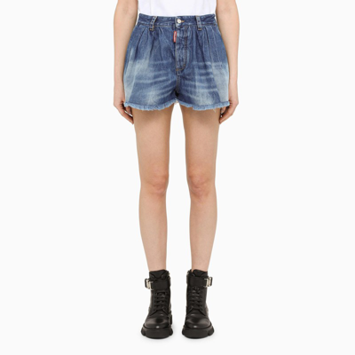 Dsquared2 Washed Blue Denim Shorts In Light Blue