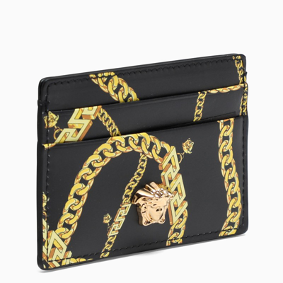 Versace Black/gold Chain La Medusa Credit Card Holder