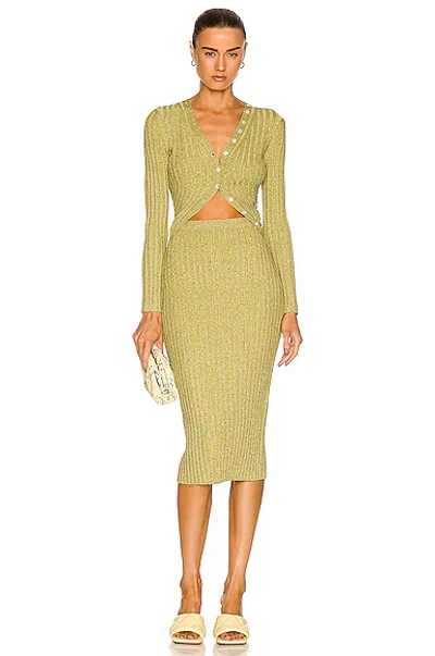 Simkhai Kim Compact Rib Dress In Moss & Lime | ModeSens
