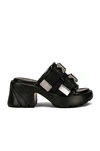 Bottega Veneta Flash Buckled Canvas Platform Mules In Black