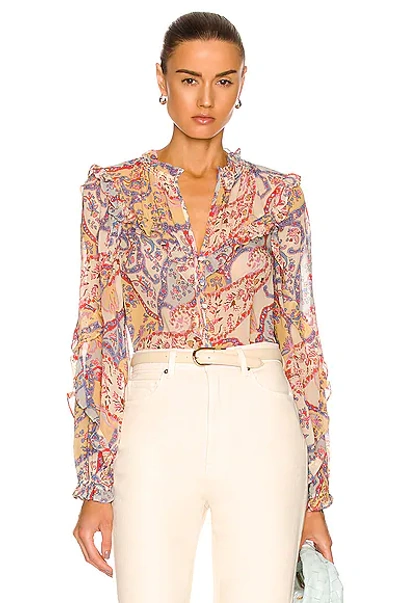 Veronica Beard Andri Paisley-print Silk-chiffon Blouse In Multi