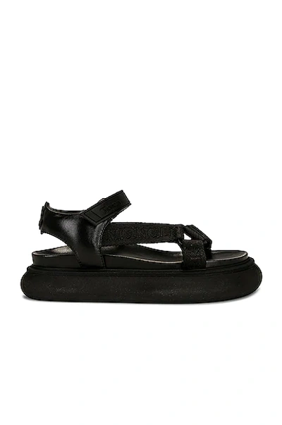 Moncler Touch Strap Logo Embellished Sandals In Black
