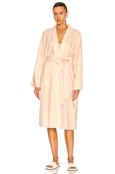 Asceno Organic Linen Athens Dressing Gown In Peach