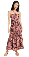 A.l.c Adelle Tiered Printed Cotton-poplin Halterneck Maxi Dress In Russet Multi