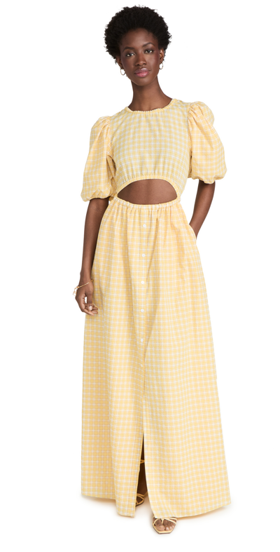 Jonathan Simkhai Briddy Seersucker Plaid Maxi Dress In Pastel Yellow