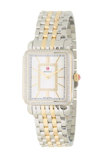 Michele Deco Ii Mid Two-tone 18k Gold Diamond Watch, 26mm
