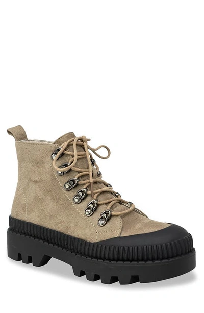 Chase & Chloe Mud Guard Lug Sole Ankle Combat Boot In Taupe Suede
