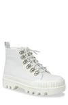 Chase & Chloe Mud Guard Lug Sole Ankle Combat Boot In White Pu