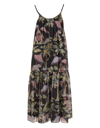 RED VALENTINO LONG COTTON AND SILK DRESS WITH ELEPHANT PRINT