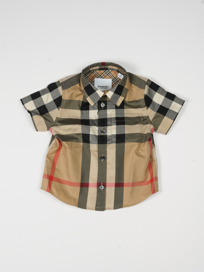 Burberry Babies' Mini Owen Shirt In Check Beige