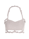 Ganni Ruched Hemp Cropped Halter Top In Pink
