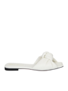 Santoni Leather Slide Sandals With Knot In White