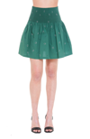 Kenzo Smocked Bandana-print Mini Skirt In Green