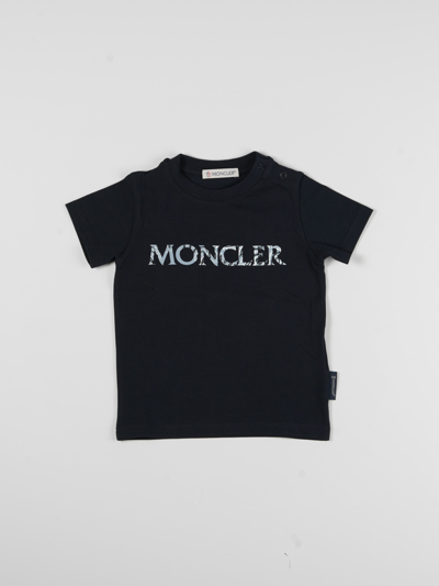 Moncler Babies' Girls Navy Blue Cotton Logo T-shirt