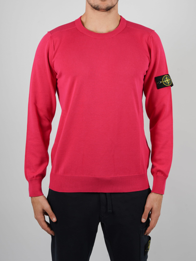 Stone Island Sweater In Soft Cotton In Fuchsia