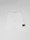 Stone Island Teen Compass-motif Multi-pocket Cargo Shorts In Bianco