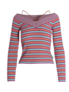 Andersson Bell Nina Striped Off-the-shoulder Knitted Top In Multicolor