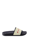 Marni Logo Flat Pool Sandals In Black