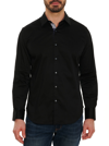 Robert Graham Righteous Cotton Stretch Contrast Trimmed Classic Fit Button Down Shirt In Black